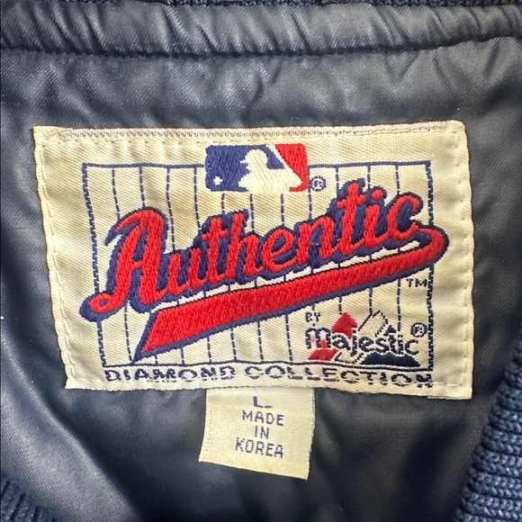VINTAGE Majestic Navy and Red Atlanta Braves Puffer Jacket - Picture 2 of 6